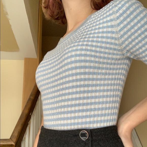 Light blue and silver sparkles short sleeve shirt - Picture 2 of 3